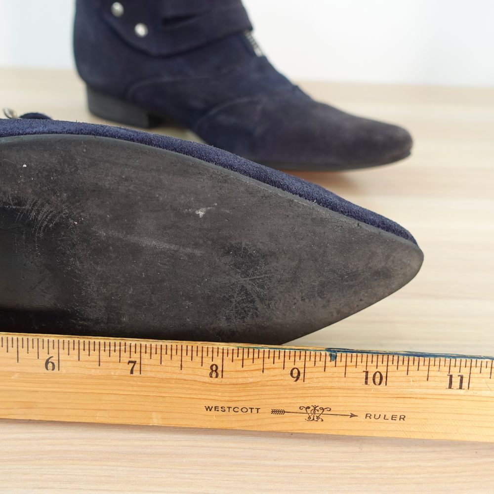 Underground Blitz Boots Winklepicker – Strap/Zip Ankle Boot – Dark Navy Suede - Picture 9 of 11